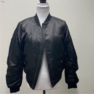 Black satin bomber jacket